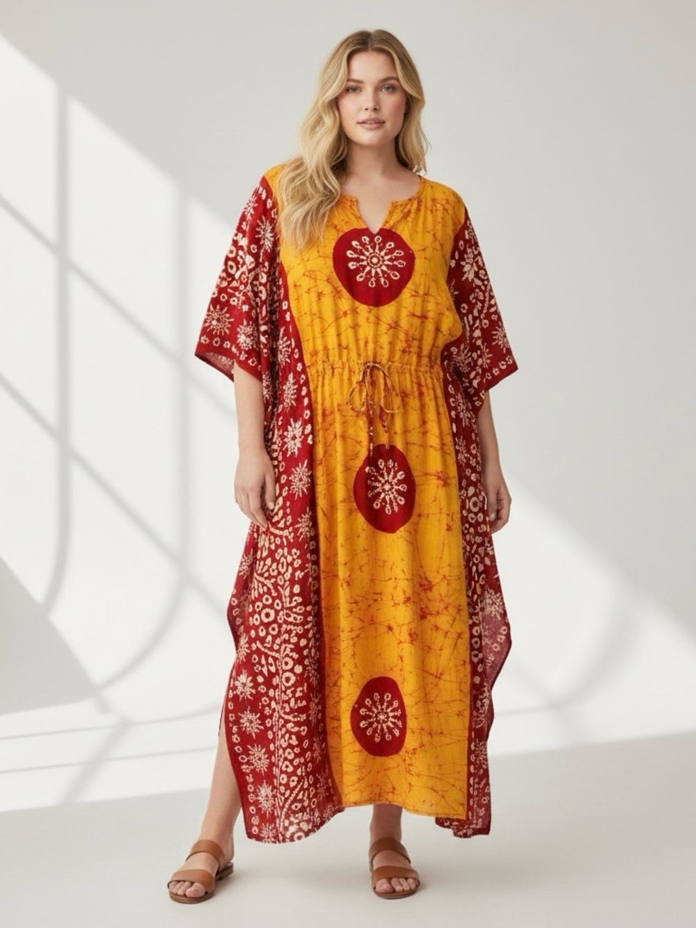 VINTAGE STEP IN STYLE Batik Kaftan Coverup